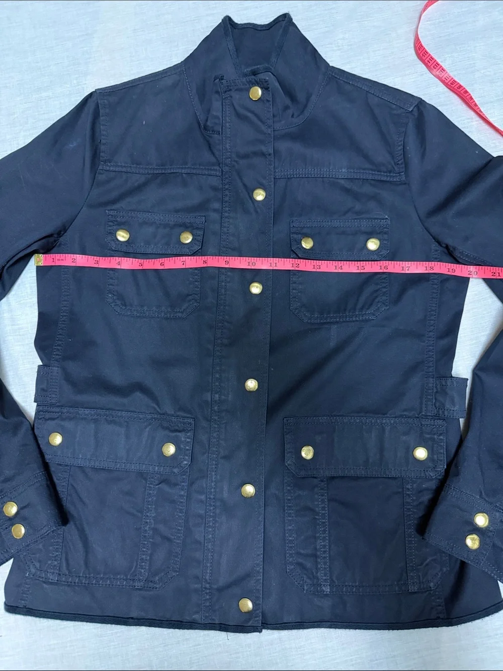 J.Crew Downtown Field Utility Jacket Navy with Gold Buttons Sz S